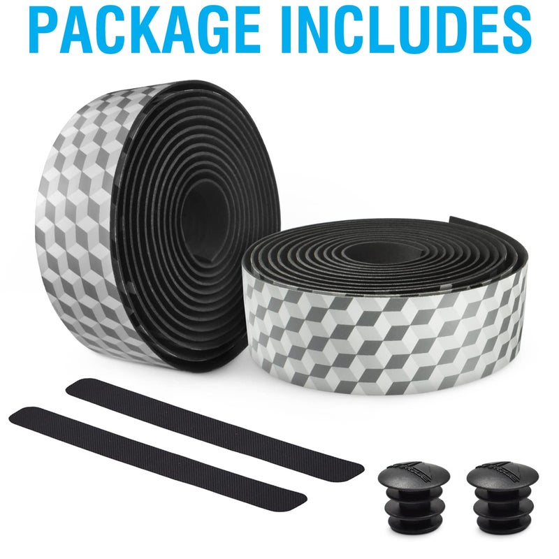 MARQUE Pro Bike Handlebar Tape â€“ Road Cycling Bicycle Handle Bar Wrap with Adhesive Backs, Comes with Pair of Bar End Plugs â€“ 2 Rolls per Set (Fusion Black) - Image 5